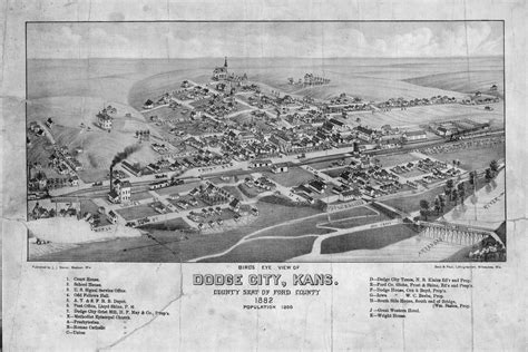 Bird's eye view of Dodge City, Kansas - Kansas Memory - Kansas ...