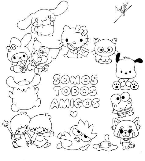 Hello Kitty y sus amigos para colorear | Hello kitty para colorear ...