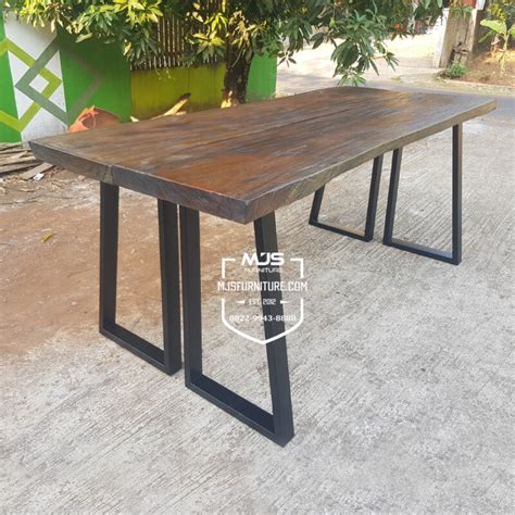 Meja Bar Cafe Rustic Black Washed Kayu Trembesi - MJS FURNITURE JEPARA