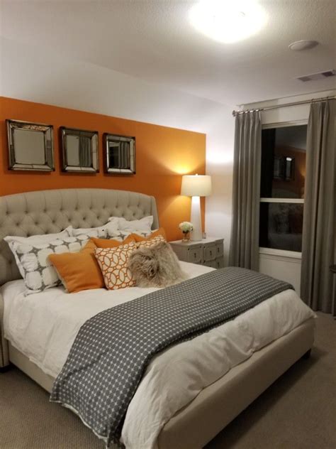 Orange and gray bedroom | Grey bedroom decor, Orange bedroom walls ...