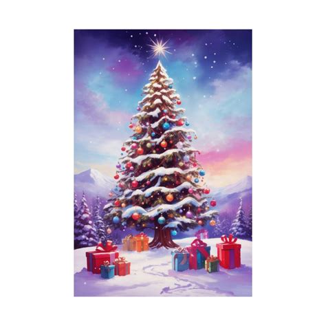 Printed Christmas Tree Wall Art Poster Holiday Seasonal Festive Home ...