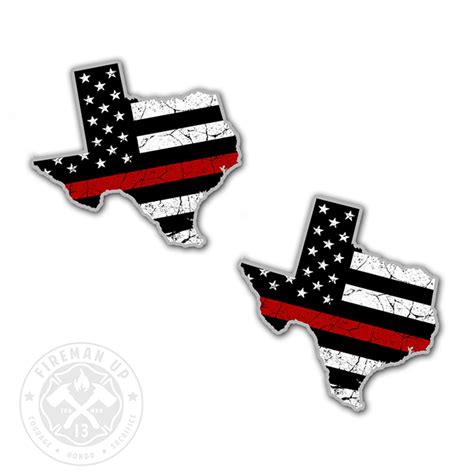 Texas Thin Red Line USA Flag Tattered - 2" Sticker Pack — Fireman Up