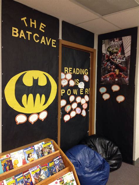 Batcave classroom library | Superhero classroom theme, Classroom themes ...