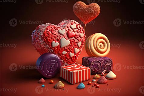 Candy for valentine's day. Sweets concept on red background. 21983815 ...