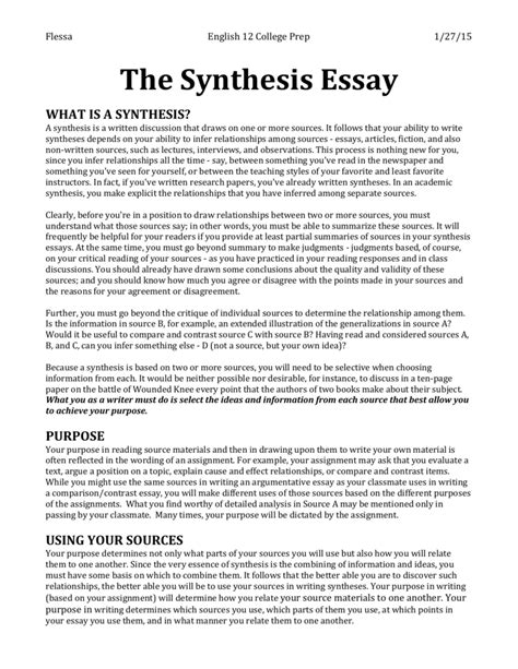 Ap Synthesis Essay Template