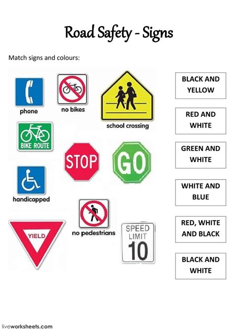 Kindergarten Road Signs Part 1 Worksheet