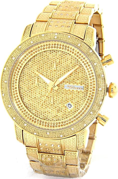 JOJINO 1.05ct Real Diamond Watch Mens Deluxe Gold Tone Case Diamond ...