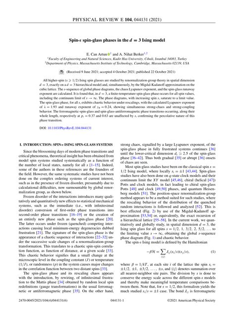 (PDF) Spin-s spin-glass phases in the d = 3 Ising model