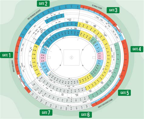 Seating map for AFL games at the Melbourne Cricket Ground Melbourne ...