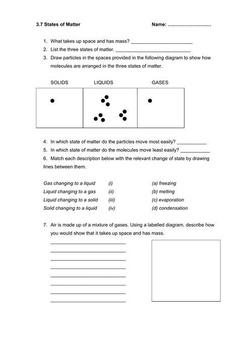 State Of Matter Worksheet - Zipworksheet.com