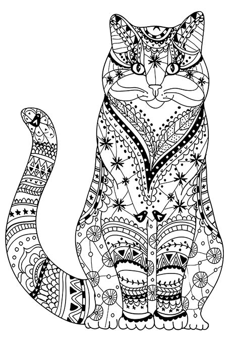 Very wise cat - Cats Adult Coloring Pages