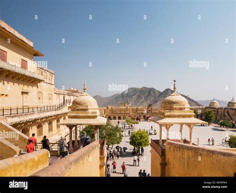 Main courtyard inside Amer Fort, Amer, Rajasthan, India, Asia Stock ...