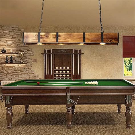 Wood Pool Table Lighting for 7' 8' 9' Table,Farmhouse Chandelier for ...