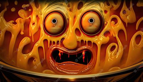 Premium Photo | A cartoon face with a face made of melted cheese.