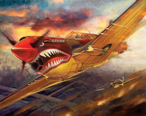 P40 Warhawk plane artwork | Aircraft painting, Aircraft art, Airplane art