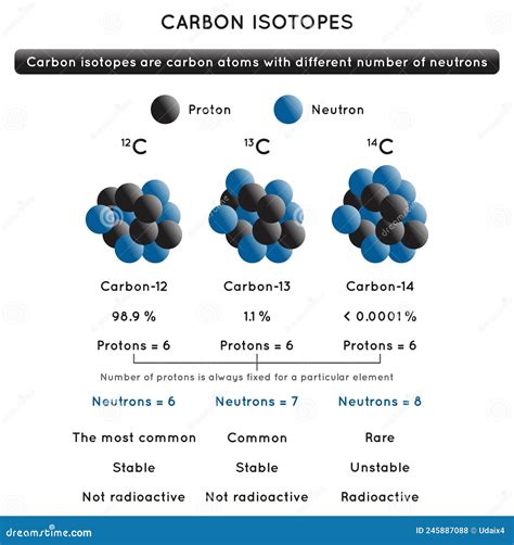 Carbon Atom Isotopes Infographic Diagram Stock Vector - Illustration of ...