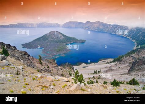 Crater lake with caldera of the volcano Mount Mazama, Crater Lake ...