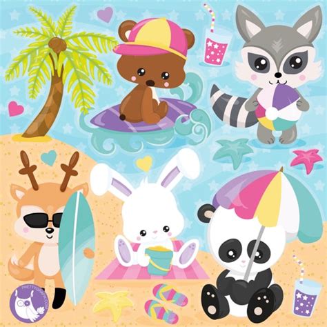 Summer with Animals, clipart, clipart commercial use, vector graphics ...