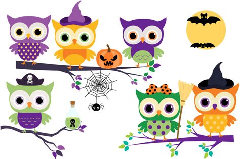 Cute Halloween owls clipart set, Halloween clip art By Pravokrugulnik ...