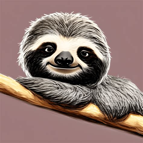 Adorable Baby Sloth Sleeping on a Branch · Creative Fabrica