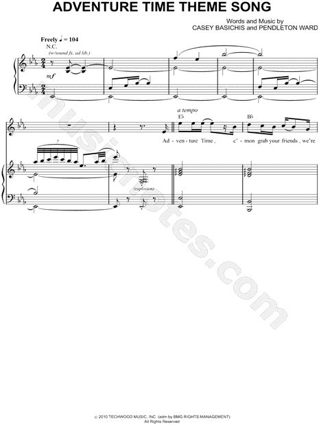 "Adventure Time Theme Song" from 'Adventure Time' Sheet Music in Eb ...