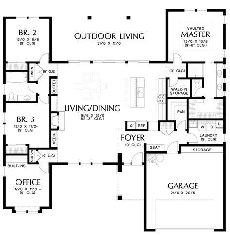 Contemporary House Plan 1247A The Baines: 2136 Sqft, 3 Beds, 2 Baths