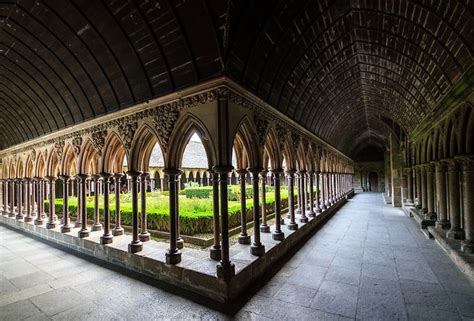 The cloister of Mont Saint Michel Abbey, France Unesco World Heritage ...