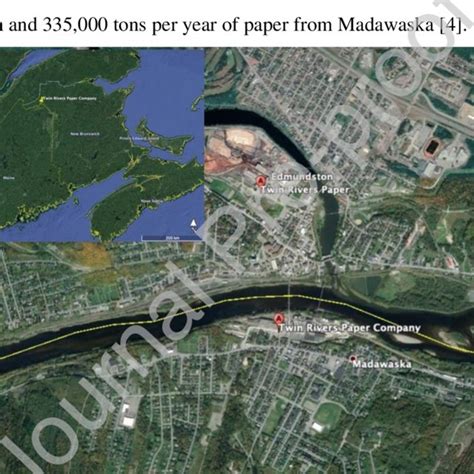 Map showing locations of the mills in Edmundston, NB and Madawaska, ME ...