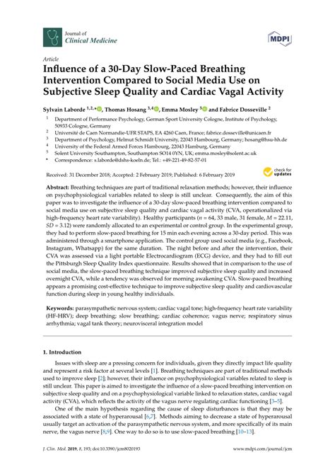 (PDF) Influence of a 30-Day Slow-Paced Breathing Intervention Compared ...