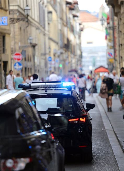 Italian Police Car with Lights and Siren in the City Stock Photo ...