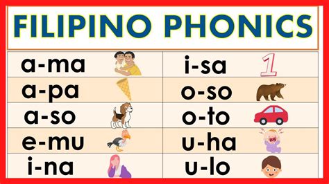 FILIPINO PHONICS 1 / PAGPAPANTIG NG SALITA / PATINIG A E I O U / - YouTube