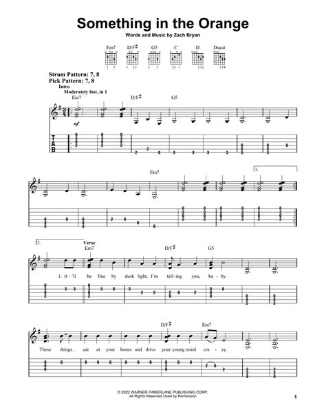 Something In The Orange by Zach Bryan Sheet Music for Easy Guitar Tab ...