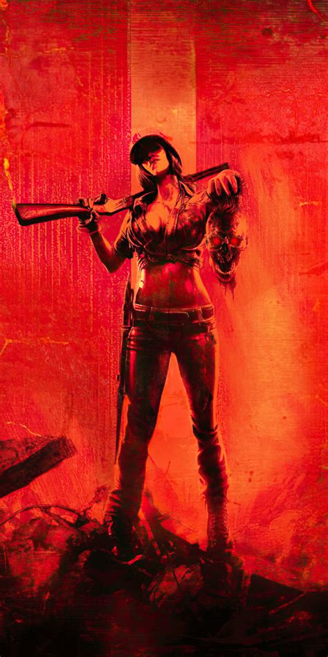 1080x2160 Call of Duty: Black Ops II, girl character with gun, red ...