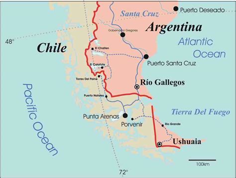 Patagonia Chile map - Map of patagonia Chile (South America - Americas)