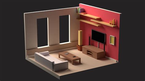 Low Poly Living Room model low-poly | CGTrader