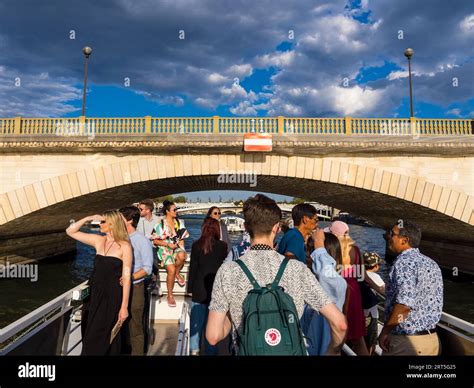 Tourist boat passing under, Invalides Bridge, The Pont des Invalides ...