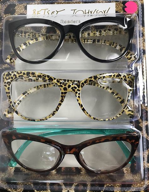 Betsey Johnson 3 Pairs Reading Glasses Teal Leopard Black Readers +2.50 ...