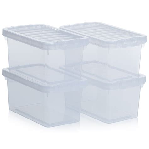 Buy Set of 4 2.6 Litre Clear Plastic Boxes with Lids by Plastic Box Shop