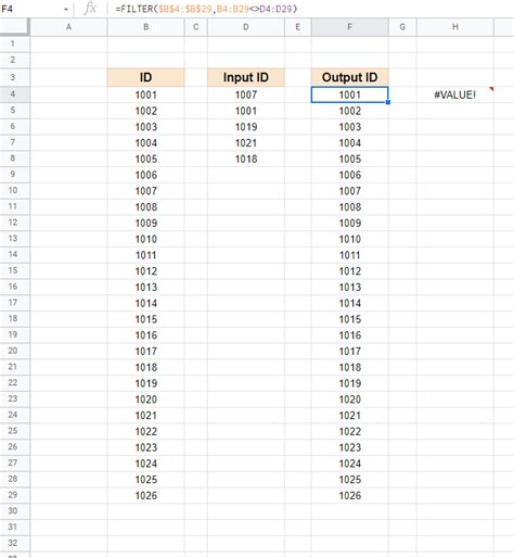 How to filter a range of data where the data is not equal to the input ...