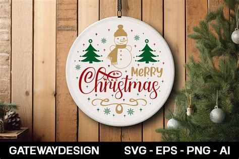 Merry Christmas Round Sign Designs Graphic by GatewayDesign · Creative ...