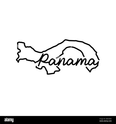 Panama outline map with the handwritten country name. Continuous line ...