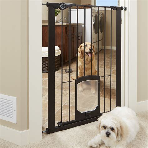 MyPet Extra Tall Petgate Passage Gate with Small Pet Door, Bronze, 42 ...