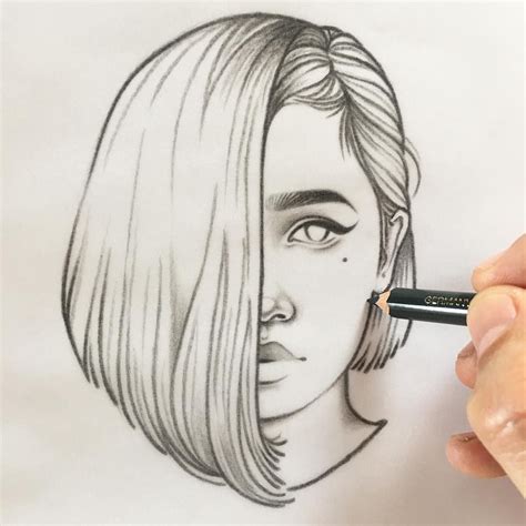 Forever _________ 🏽 ️ #riklee #illustration #sketch #fringe | Portrait ...