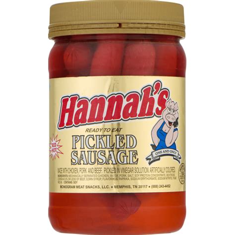 Hannah's Hannahs Pickled Sausage, Red Hot, Jar (16 oz) - Instacart