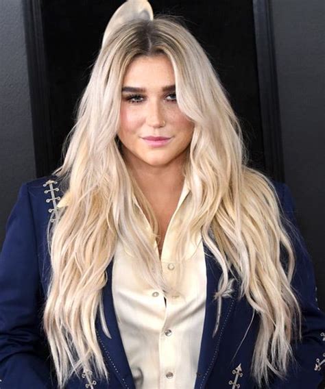 Kesha Long Wavy Light Ash Blonde Hairstyle - Hairstyles