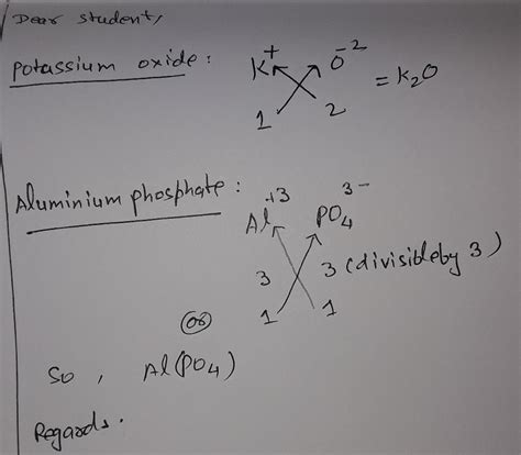 Give the molecular formula of potassium oxide and aluminium phosphate ...