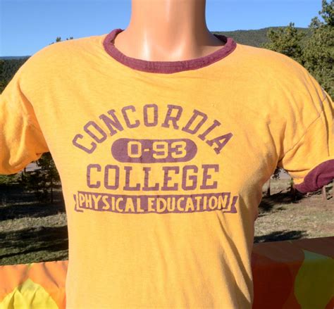 vintage 70s t-shirt CONCORDIA college reversible gym tee Medium Small ...