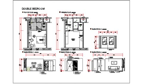 Double Bed room design Hotel room project design - Cadbull