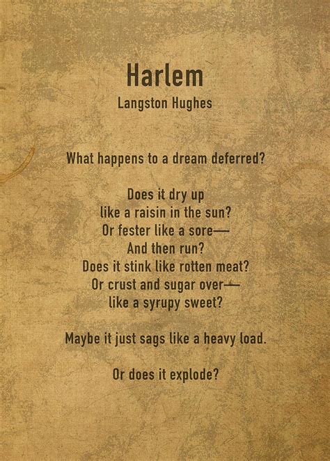 Harlem by Langston Hughes Poem Iconic Poetry Literature on Old Canvas ...