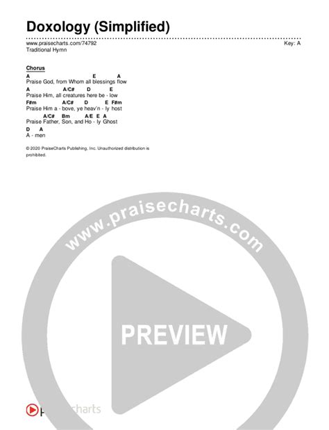 Doxology (Simplified) Chords PDF (Traditional Hymn) - PraiseCharts